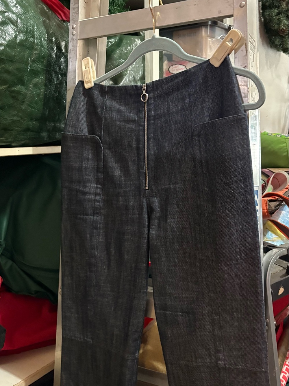 TIBI Women’s Blue Denim Zip-Front Pants size 4